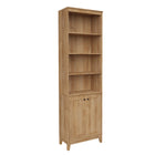 Prepac - Bibliothèque haute Yaletown 79,50 po avec portes, cabinet de rangement avec portes et étagères - Chêne naturel-Armoire de rangement marron chic aux lignes épurés: Cette grande armoire de rangement est dotée de poignées de porte rondes en métal et de pieds fuselés en bois massif, le tout dans une finition marron chaleureuse