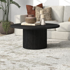 Hudson&Canal - Table basse ronde Rollan 32" de largeur - Grain noir-Finition en grain noir aspect bois