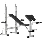 Soozier - Banc de musculation réglable avec support à squat, gris-Support de barre réglable à 6 niveaux et coussinet de coude à 4 niveaux pour un confort personnalisé 