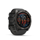 Garmin fēnix 8 - AMOLED Outdoor Recreation/Adventure Watches - 51 mm - AMOLED Sapphire, Carbon Gray DLC Titanium with Black/Pebble Gray Silicone Band-Battery performance: up to 10 days in smartwatch mode; up to 28 hours in GPS mode