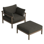 Modway - Eleni Deux pièces Terrasse extérieure Bois de teck Ensemble salon - Gris silex-Fauteuil lounge