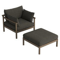 Modway - Eleni Deux pièces Terrasse extérieure Bois de teck Ensemble salon - Gris silex-Fauteuil lounge