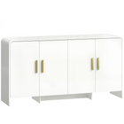 HOMCOM - Buffet moderne 60 po pour téléviseurs jusqu’à 72 po avec portes à fermeture douce - grain de bois blanc-L'esthétique blanche et courbée adoucit les angles tout en ajoutant une chaleur moderne 