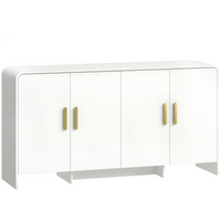 HOMCOM - Buffet moderne 60 po pour téléviseurs jusqu’à 72 po avec portes à fermeture douce - grain de bois blanc-L'esthétique blanche et courbée adoucit les angles tout en ajoutant une chaleur moderne 
