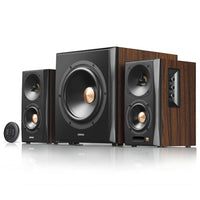 Edifier - S360DB Enceintes d'étagère Bluetooth avec caisson de basses sans fil de 8 po - Brun-Obtenez un son de basse riche et percutant avec le caisson de basses sans fil de 8"