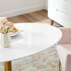 Modway - Verne Ovale de 48 po Table à manger, Or Blanc-Revêtement blanc