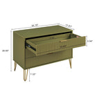 Manhattan Comfort - Dumbo commode moderne et commode haute 5 tiroirs - vert olive - ensemble de 2-Poignées de tiroir horizontales glamour en métal avec finition dorée