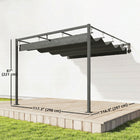 Outsunny - Pergola Murale avec Auvent Rétractable - 10 pi x 10 pi - Gris Foncé-La toiture hydrofuge est dotée de trous de drainage pour éviter la stagnation de l’eau 