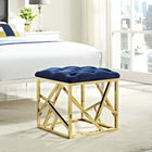 Modway - Intersperse Ottoman - Marine d’or-Base en acier inoxydable doré