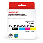 Staples - Cartouche d’encre Canon PG-245XL/CL-246XL remise à neuf - rendement élevé - noir & colour - paquet de 2-Black, Colour