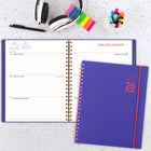 Mead - Agenda hebdomadaire/mensuel couleur pop 2026 - 11 po H x 8 1/2 po l - violet - bilingue-Un mois sur deux pages avec des blocs quotidiens non lignés, ainsi qu'une section pour les notes et les calendriers de référence des mois passés et futurs