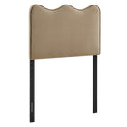 Modway - Athena Velours de performance résistant aux taches Tête de lit jumelée, Taupe-Velours de performance résistant aux taches
