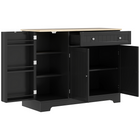 HOMCOM - Buffet moderne avec plateau effet bois et étagères de rangement multiples - noir-Grand espace de rangement pour accueillir divers objets et vivre sans encombrement 