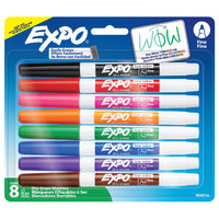Expo - Marqueurs effaçables à sec à faible odeur − Pointe fine − Couleurs variées − Paquet de 8-Encre qui s'efface mieux ! Un coup de l'effaceur et c'est parti. Par comparaison aux versions précédentes des marqueurs EXPO. Les résultats varient selon la surface.