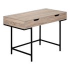 Monarch Specialties - 7555 Bureau 48 po L - Taupe Fonce/Metal Noir-Bureau d'ordinateur au fini faux bois taupe foncé avec 2 tiroirs de rangement avec larges poignées découpées et glissières de tiroir en métal