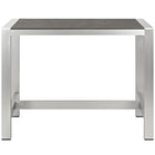 Modway - Shore Terrasse extérieure Aluminium Table de bar rectangulaire, Gris argenté-Cadre en aluminium anodisé