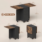 HOMCOM - Table à manger pliante à roulettes avec rallonge, tiroirs et armoire de rangement pour 4-6 personnes - brun rustique et noir-Deux tiroirs et un meuble offrent un espace de rangement discret 