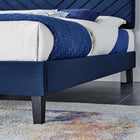 Modway - Roxanne Performance Velvet Lit de plateforme complet, Marine-Système de soutien en lattes de bois