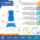 Mobile Patient Lift - Effortless Bathing - Siège élévateur de bain Bridge à batterie - hauteur max. 20 po-Équipé de six ventouses puissantes pour une stabilité sécurisée sur surfaces lisses