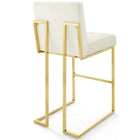 Modway - Privy Acier inoxydable doré Performance Velvet Tabouret de bar - Ivoire d’or-Capsules de pied non marquées