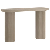 Hudson&Canal - Table console ovale cannelée Isa - 55 po l - Blanc aulne-Une interprétation moderne d'un design scandinave classique pour votre salon, votre bureau et plus encore