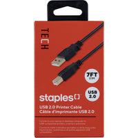 Staples - Câble USB-A/B - 7 pi-Universel - Compatible avec toutes les marques d'appareils dotés de ports USB