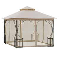 Outsunny - Pavillon de patio 10 pi l x 10 pi L - auvent de jardin extérieur pour événements et fêtes-Pavillon de 10' x 10' (3 x 3 m) avec parois latérales en maille, idéal pour terrasse, jardin, parc, etc