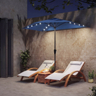 Outsunny - Parasol demi-patio avec lumières LED solaires et manivelle - 9 pi - bleu marine-Équipé de 25 lumières LED solaires sur les baleines pour une ambiance en soirée