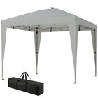 Outsunny - Tente auvent pliante 10 pi l x 10 pi L avec lumière centrale - UPF 50+ - Gris clair-Lumière centrale intégrée rechargeable par énergie solaire ou USB pour un éclairage pratique