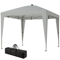 Outsunny - Tente auvent pliante 10 pi l x 10 pi L avec lumière centrale - UPF 50+ - Gris clair-Lumière centrale intégrée rechargeable par énergie solaire ou USB pour un éclairage pratique