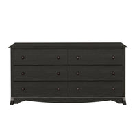 Prepac Riverdale – Commode à 6 tiroirs, noir délavé (HDC-6330-V)-Dotée de bords supérieurs profilés, d’une plaque de renfort arquée et de poignées en métal massif avec un fini mat.