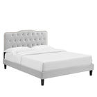 Modway - Amber Performance Velvet Lit à plateforme jumelle, Gris clair-Poutre centrale renforcée et jambes de soutien