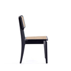 Manhattan Comfort - Lot de 2 chaises de salle à manger Giverny 18,11 po style industriel chic - noir et cannage naturel-Hauteur d’assise : 44 cm avec une capacité de poids de 125 kg