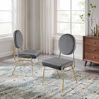 Modway - Craft Performance Velvet Fauteuils d’accompagnement à manger Ensemble de 2 - Gris or-Rembourrage en mousse dense