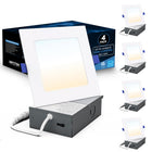 Impotek - Luminaire encastré au plafond carré DEL 4 po 9W 5CCT gradable – Paquet de 4-Sélection polyvalente de la température de couleur - Élevez l’ambiance de votre pièce avec notre fonctionnalité avancée 5 CCT, vous permettant de choisir la température de lumière parfaite pour n’importe quel cadre. Changez facilement entre les options 2700K, 3000K, 3500K, 4000K et 5000K avec un simple basculement sur la boîte de jonction, adaptant l’atmosphère lumineuse à votre humeur ou à votre décor en toute simplicité