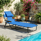 Outsunny - Chaise longue pliante avec dossier inclinable - chaise de bronzage - bleu foncé-Structure métallique résistante, supportant la charge, avec revêtement en poudre résistant à l’eau