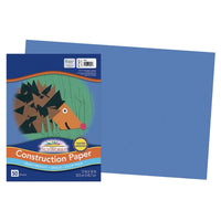 Prang - Papier construction, bleu, 12 po x 18 po, 50 feuilles-Papier de construction épais en bois de pâte mécanique