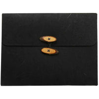 JAM Paper - Portfolio avec fermeture à bouton et cordon - 9 x 11 3/4 x 5/8 - Rainforest Black-Portefeuille noir Rainforest avec fermeture à bouton et à ficelle