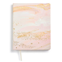 Eccolo - Journal format bureau – 8 po x 10 po – Marbre rose-Couverture rigide marbre rose et or avec accents métallisés pour un style raffiné