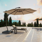 Lausaint - Parasol déporté de 3,35 m avec base - Beige-Dimensions de la base : 35,83 x 35,83 x 7,87 pouces (91 x 91 x 20 cm)