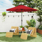 Outsunny - Parasol de patio solaire avec lumières LED et inclinaison - 9 pi - rouge bordeaux-Les ampoules LED sont alimentées par l'énergie solaire, batterie sur le dessus