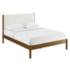 Modway - Olea Bois massif Boucle à touffes de canal Lit de plateforme complet, Noyer plume-Soutient des matelas jusqu’à 10 pouces d’épaisseur