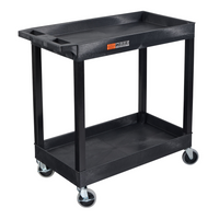 Luxor - Chariot utilitaire polyvalent à deux plateaux cuvettes Luxor TUFFY XL - 32" L x 18" P - noir-Le chariot comprend deux grands plateaux de style cuvette faits à 100 % de polyéthylène haute densité recyclé, offrant un espace ample pour les articles volumineux