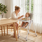 Qaba - Chaise haute avec hauteur d’assise, dossier, repose-pieds et plateau réglables-Un double plateau amovible et un siège en PU facile à nettoyer rendent le nettoyage simple  
