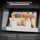 Cassida - Compteur de devises à poche unique de dénominations mixtes (CAD/USD) avec détection avancée des contrefaçons-Plusieurs modes et fonctions pour divers besoins – comprend les modes mix, sort, vsort, count, face, orient et count
