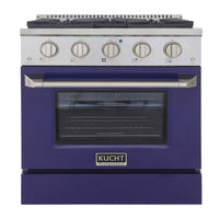 Kucht - 30 po Série KNG Cuisinière Pro Style au gaz propane - Acier inoxydable/Bleu-Cuisez et pâtissez comme un pro grâce au four à convection extra-grand offrant une capacité de 4,2 pi³, une configuration à cinq grilles et une vaste fenêtre d’observation