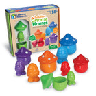 Learning Resources - Maisons de gnomes Peekaboo - Lot de 15-Une surprise de la taille d'un nain : en cinq couleurs et tailles, ces maisons de nains numérotées enseignent aux enfants le comptage, les couleurs et la comparaison des tailles !