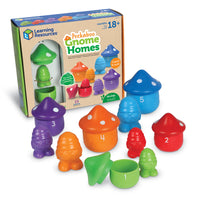 Learning Resources - Maisons de gnomes Peekaboo - Lot de 15-Une surprise de la taille d'un nain : en cinq couleurs et tailles, ces maisons de nains numérotées enseignent aux enfants le comptage, les couleurs et la comparaison des tailles !