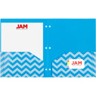 JAM Paper - Chemises plastiques couleur POP - 2 pochettes résistantes avec 3 perforations - couleurs tendance à chevrons assorties - Paquet de 6-Nos dossiers POP à deux poches de haute qualité sont durables, fabriqués en plastique lisse et robuste, et disposent d'une fente pour carte de visite sur le côté droit.
