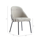 Manhattan Comfort - Lot de 4 chaises de salle à manger modernes Gracie 61,5 cm, revêtement similicuir, coloris pierre et noir-Revêtu d’un similicuir luxueux avec des coutures raffinées